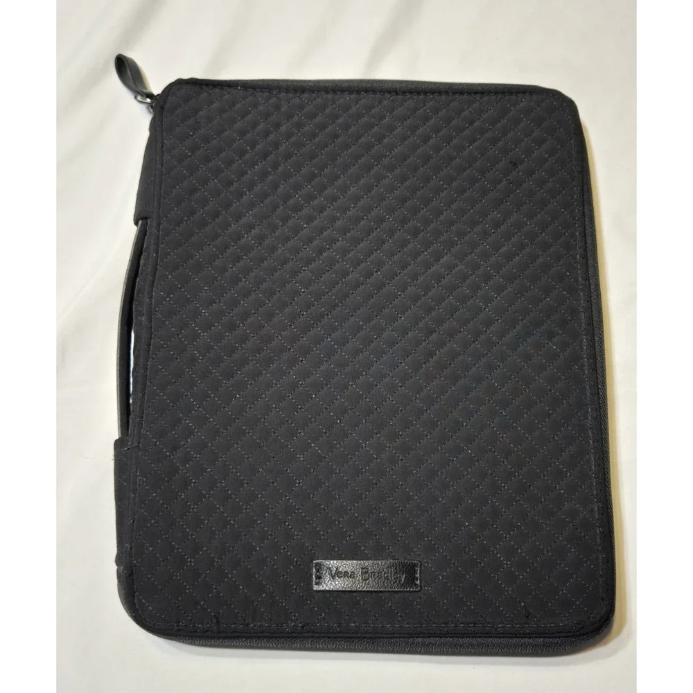 Vera Bradley Tablet Tamer Organizer Black Quilted Zip Around Office School